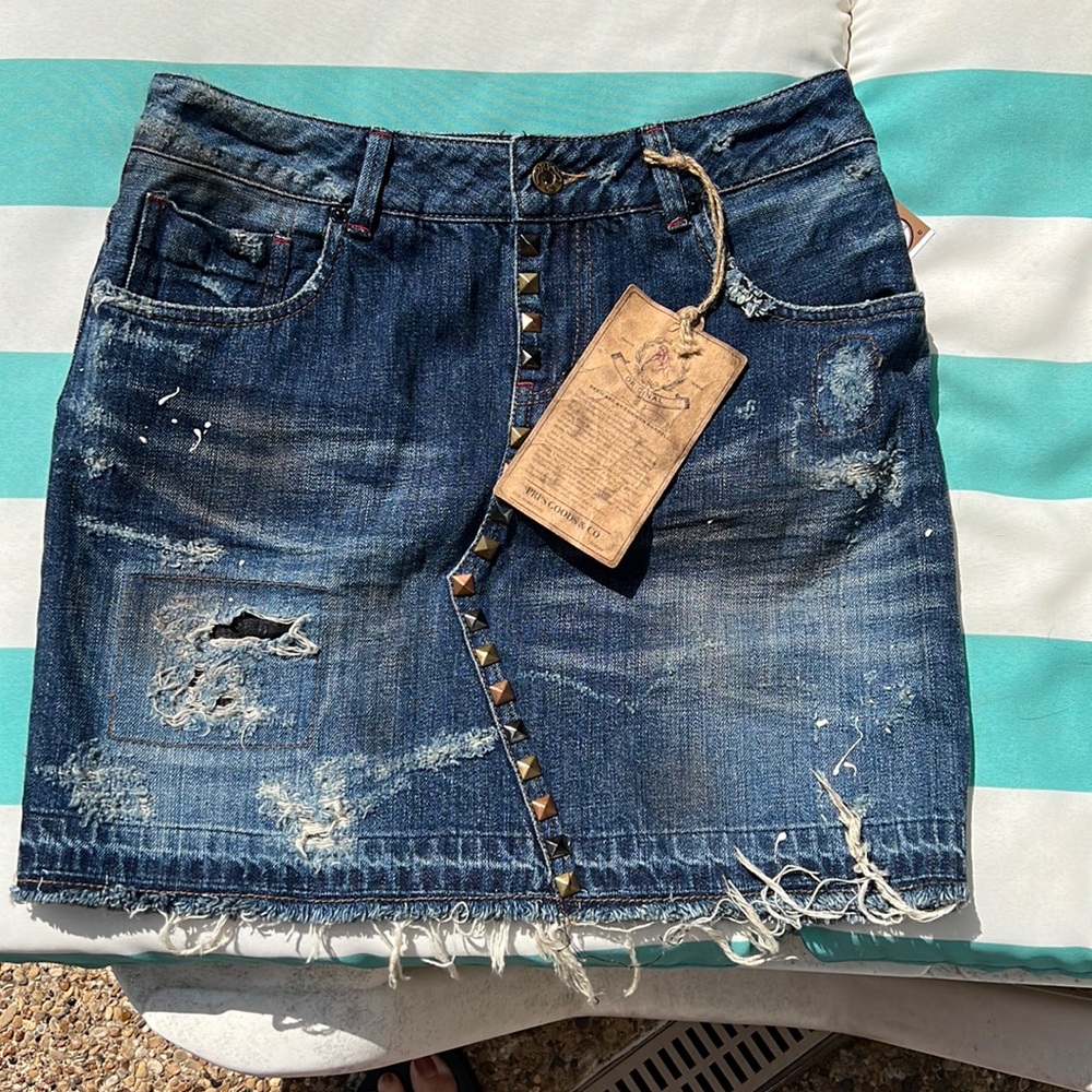 NWT PRPS Deconstructed Denim Mini Skirt Size 27